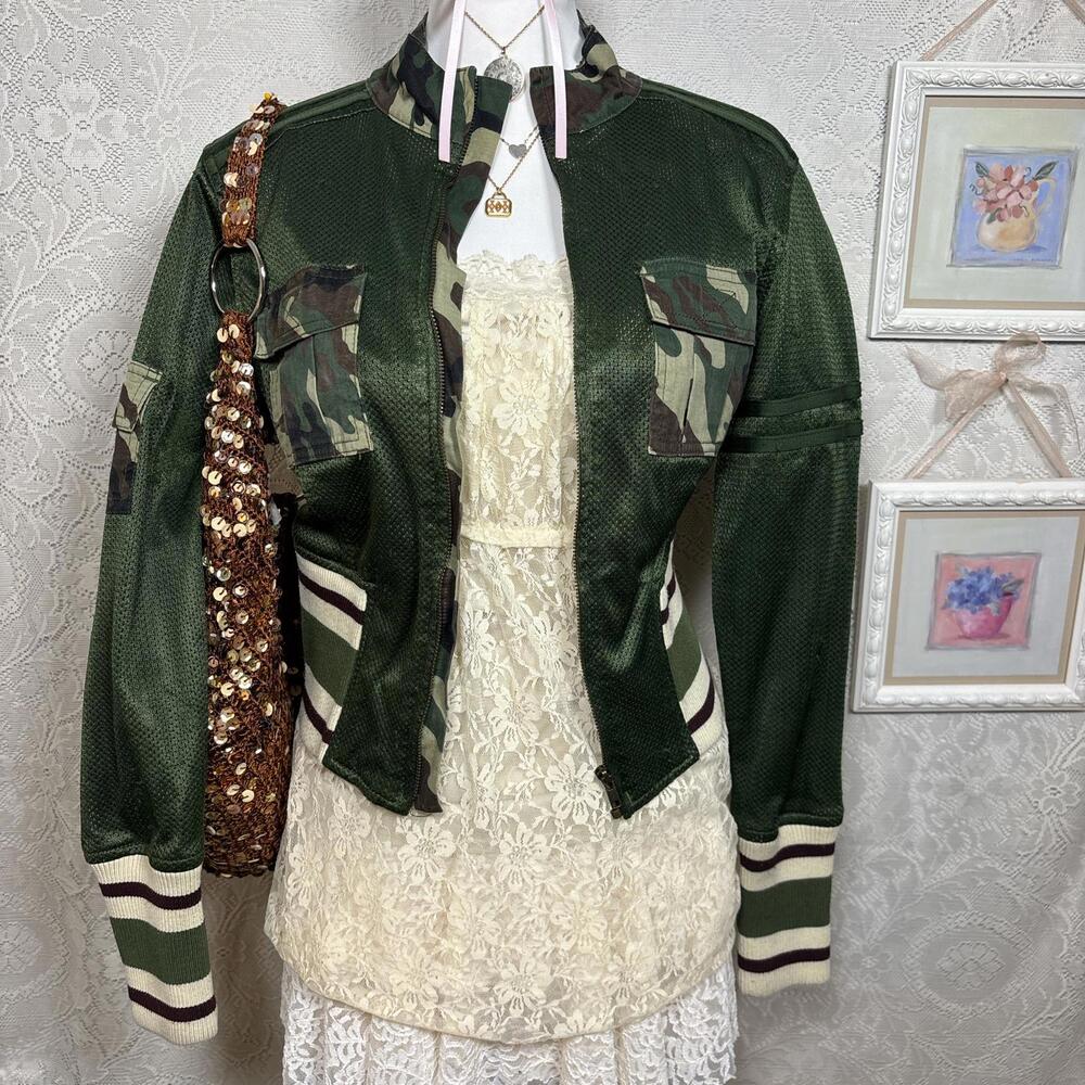 y2k camo‎ jersey cropped jacket - Picture 5 of 8